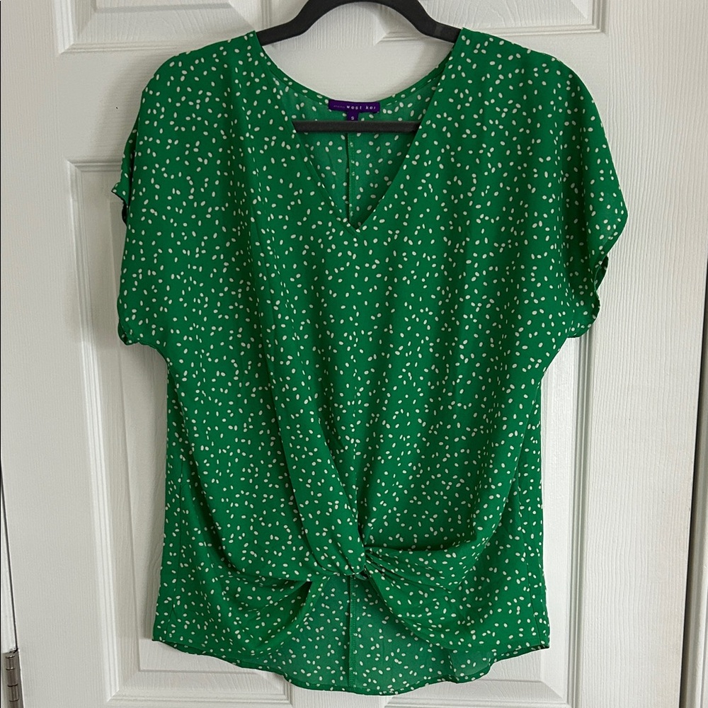 West Kei Green Dotted Blouse